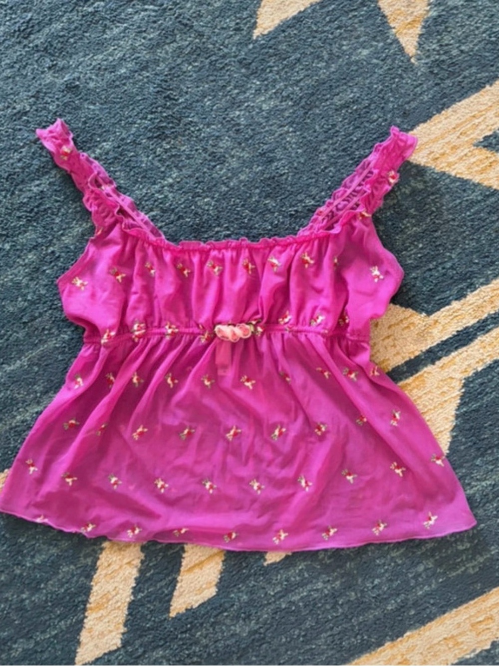 Victoria's Secret Embroidered Mesh Floral Babydoll Top